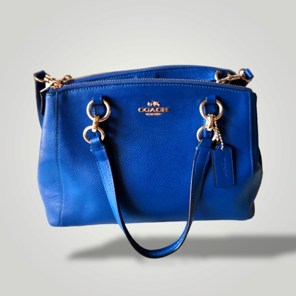 Coach Blue Bright Mineral Mini Christie Carryall in Crossgrain Leather
